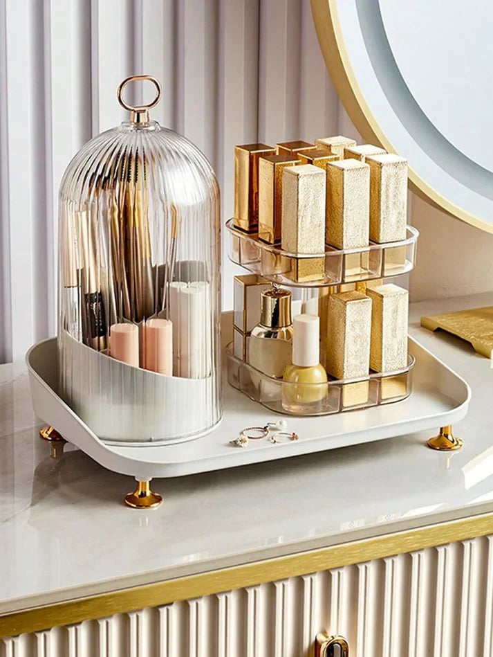 Rotating Cosmetic Brush And Lipstick Organizer