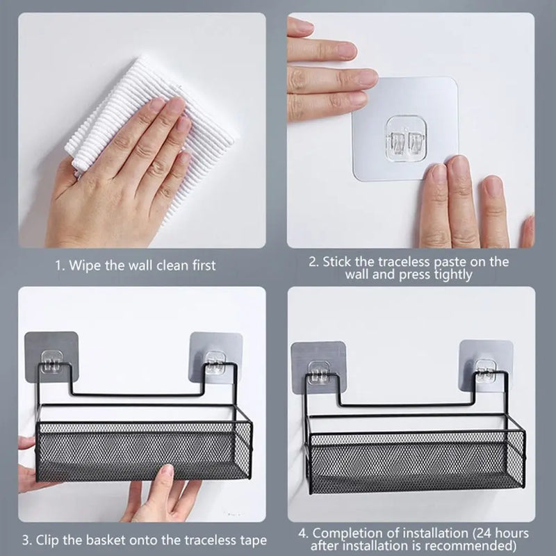 Self Adhesive Wall Shelf With Hooks