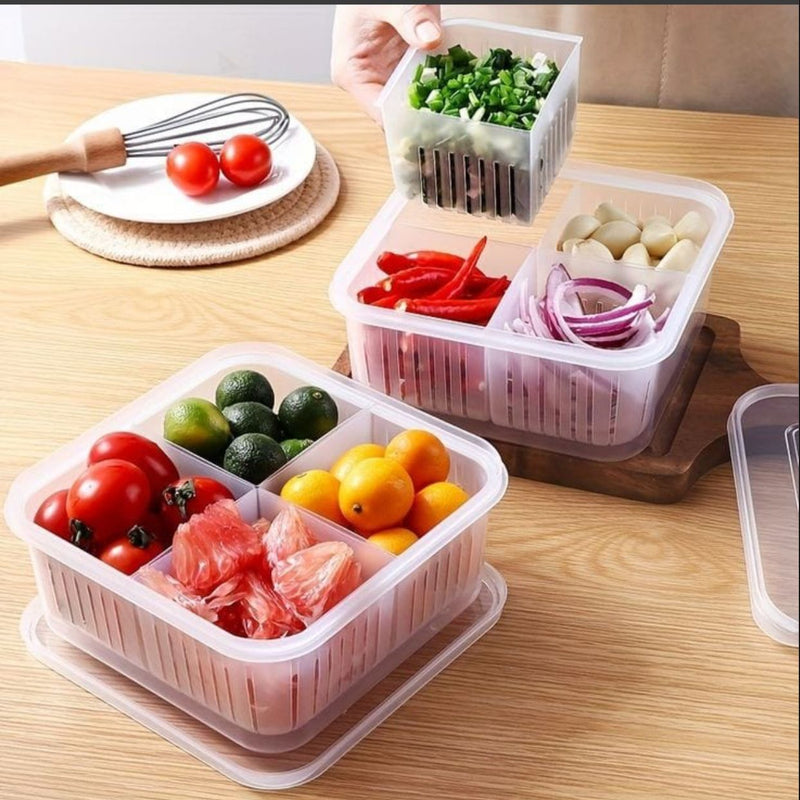 4 Compartment Refrigerator Storage Box