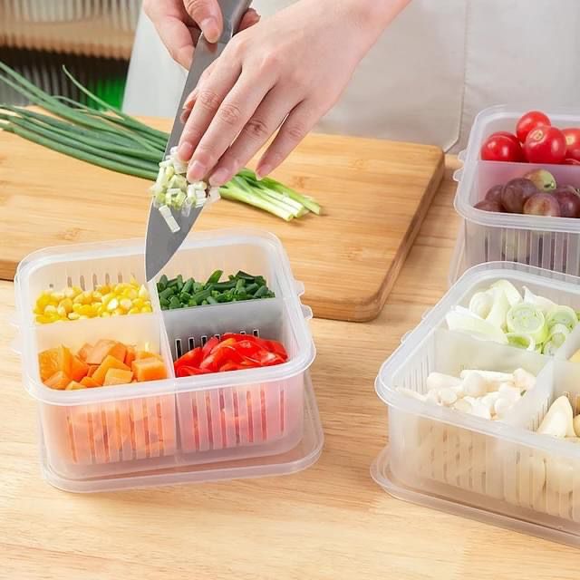 4 Compartment Refrigerator Storage Box