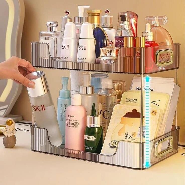 Double layer Acrylic Multipurpose Cosmetics Makeup Organizer