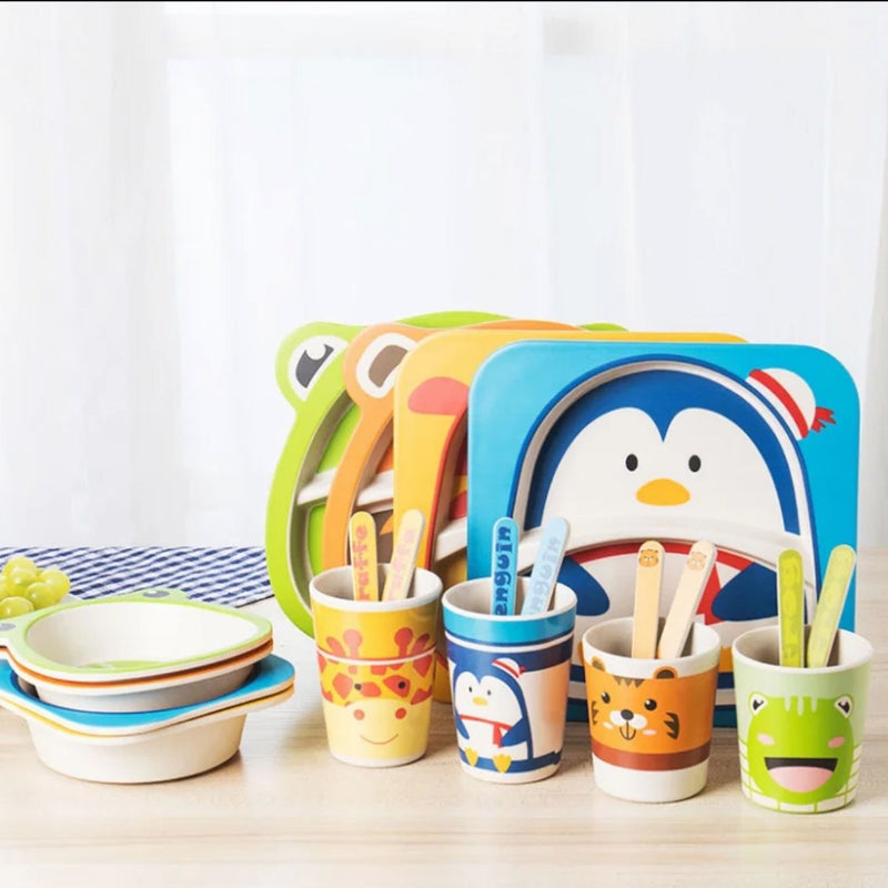 5PCs Bamboo Kids Serving Tray