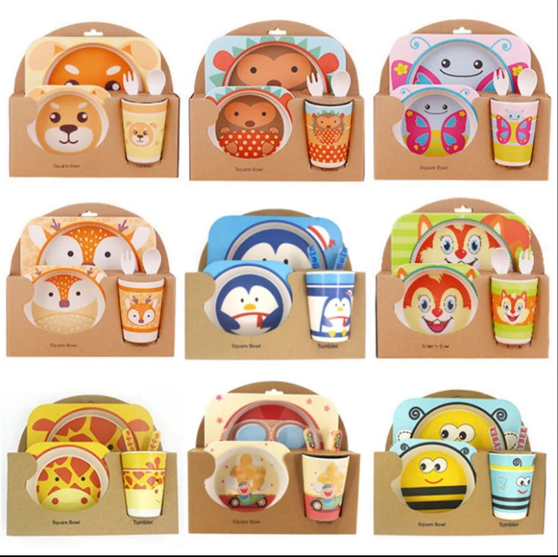 5PCs Bamboo Kids Serving Tray